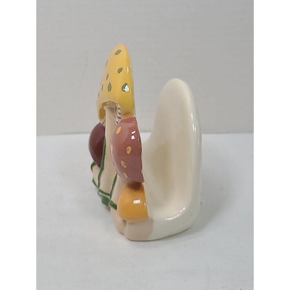 Vintage Ceramic Mushroom Napkin Holder 1970's tan brown - Picture 2 of 6